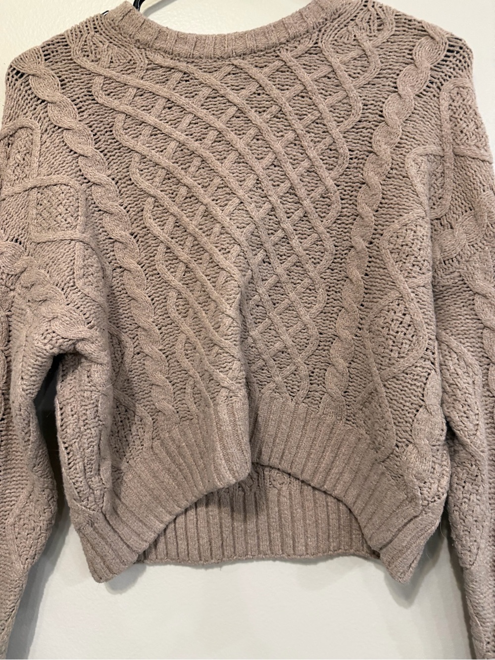 Cable Knit Crop Sweater - Taupe - Picture 2 of 5